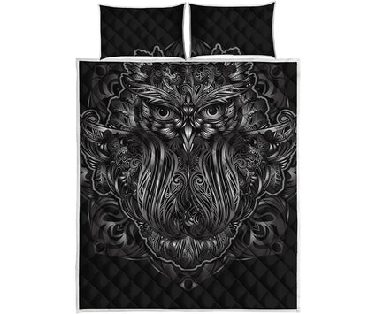 Sliver Spiritual Owl Print Quilt Bed Set