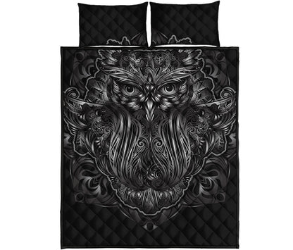 Sliver Spiritual Owl Print Quilt Bed Set