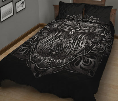 Sliver Spiritual Owl Print Quilt Bed Set