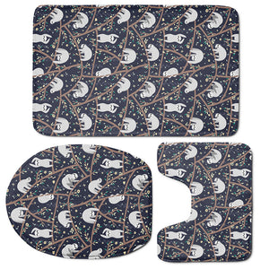 Sloth Family Pattern Print 3 Piece Bath Mat Set