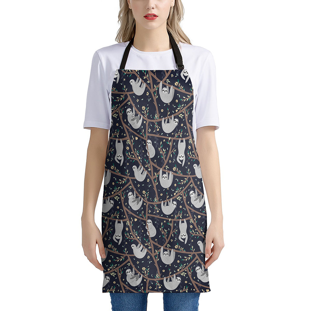 Sloth Family Pattern Print Apron