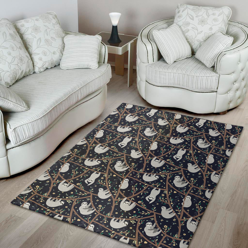 Sloth Family Pattern Print Area Rug