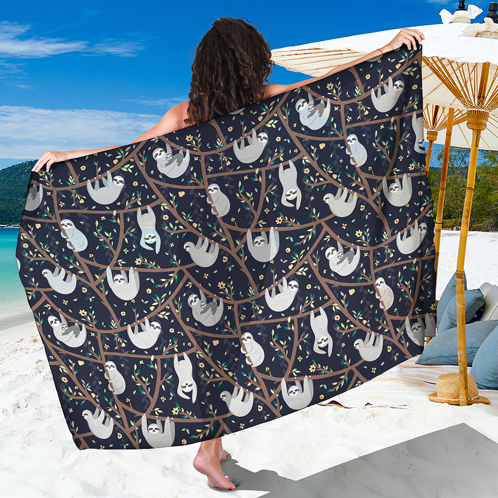 Sloth Family Pattern Print Beach Sarong Wrap