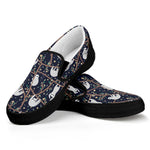 Sloth Family Pattern Print Black Slip On Shoes