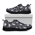 Sloth Family Pattern Print Black Running Shoes