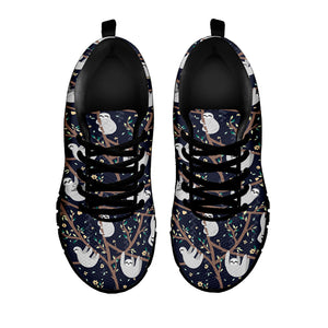 Sloth Family Pattern Print Black Sneakers