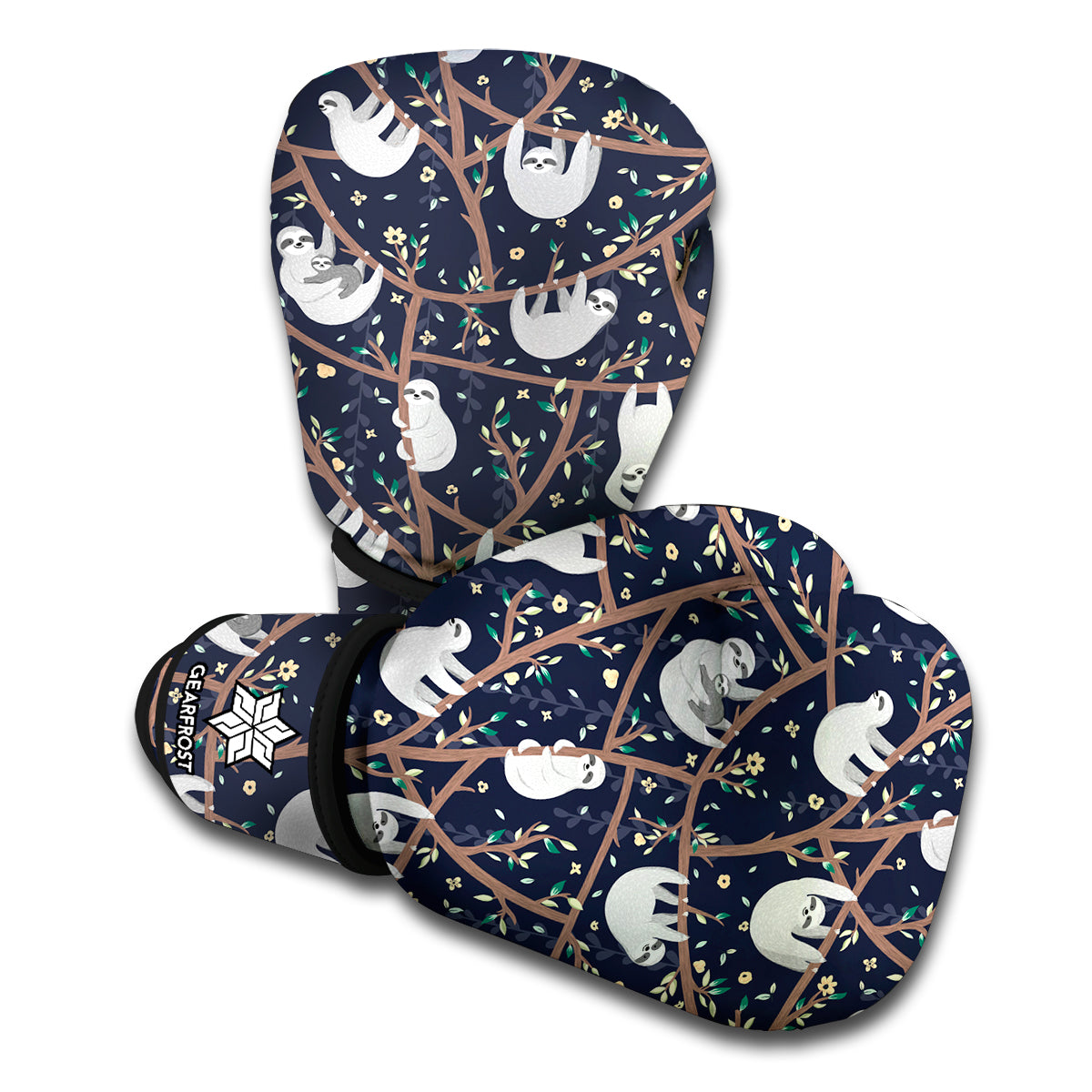 Sloth Family Pattern Print Boxing Gloves