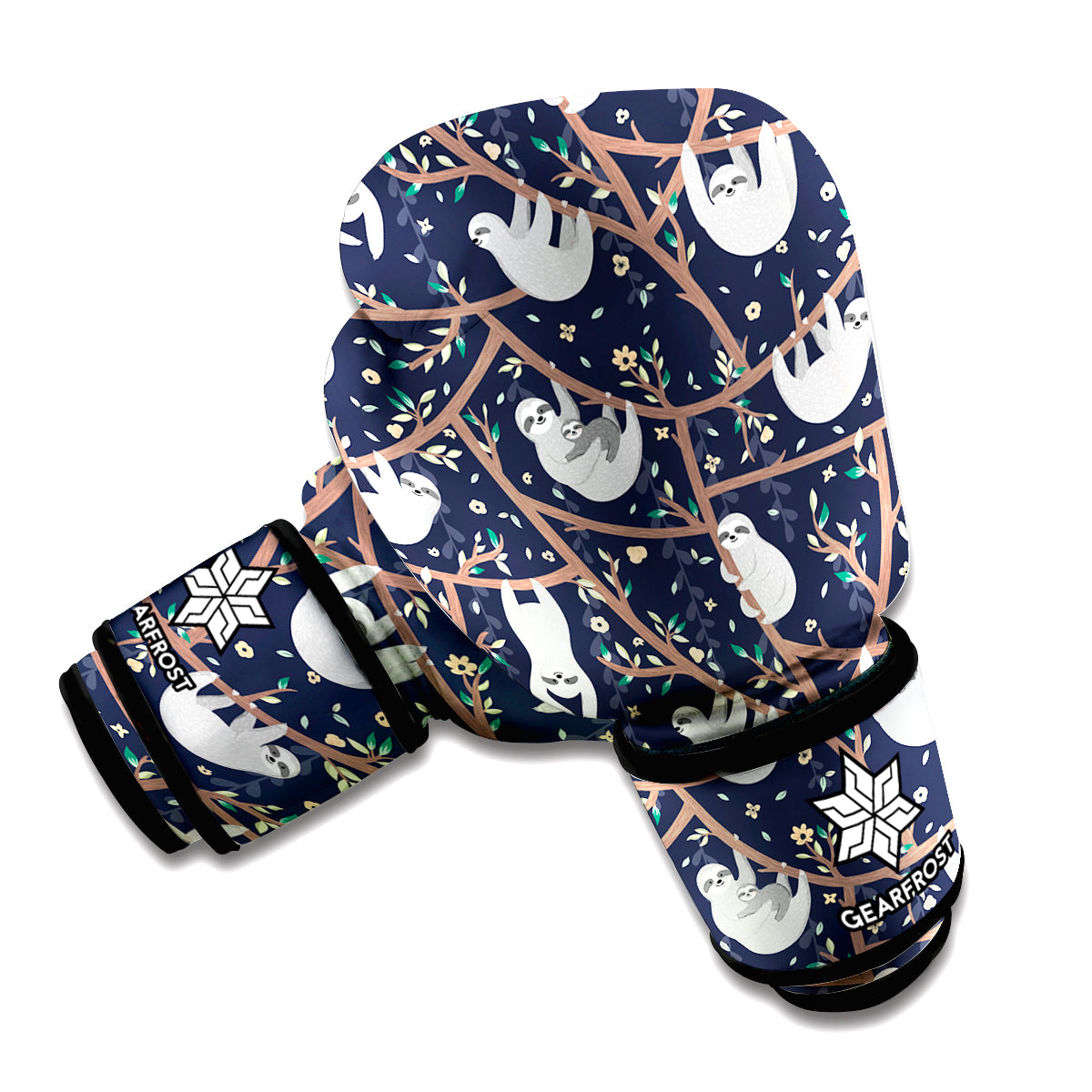 Sloth Family Pattern Print Boxing Gloves