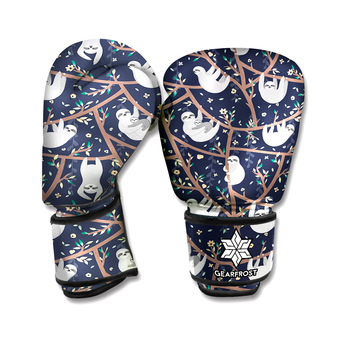 Sloth Family Pattern Print Boxing Gloves