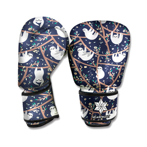 Sloth Family Pattern Print Boxing Gloves