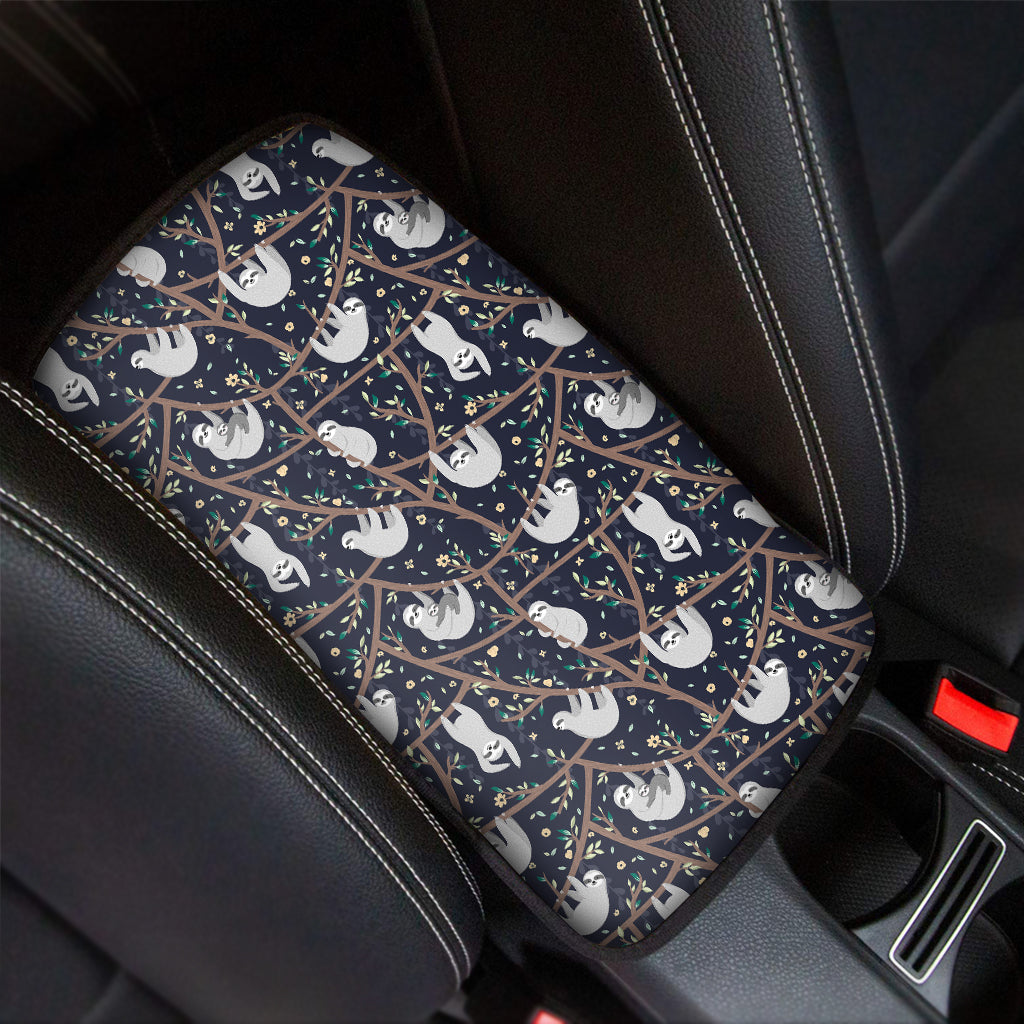 Sloth Family Pattern Print Car Center Console Cover