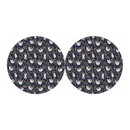 Sloth Family Pattern Print Car Coasters