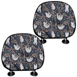 Sloth Family Pattern Print Car Headrest Covers