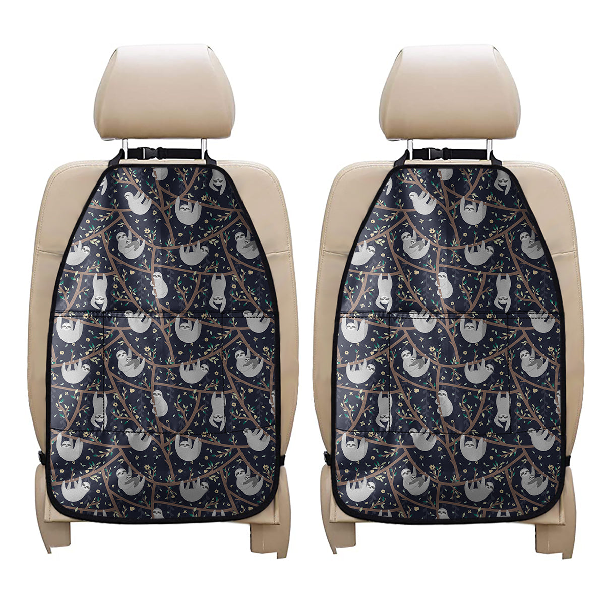 Sloth Family Pattern Print Car Seat Organizers