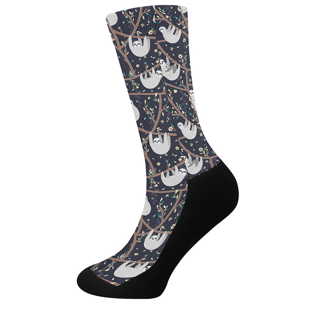 Sloth Family Pattern Print Crew Socks