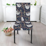 Sloth Family Pattern Print Dining Chair Slipcover