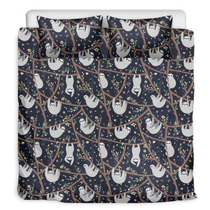 Sloth Family Pattern Print Duvet Cover Bedding Set