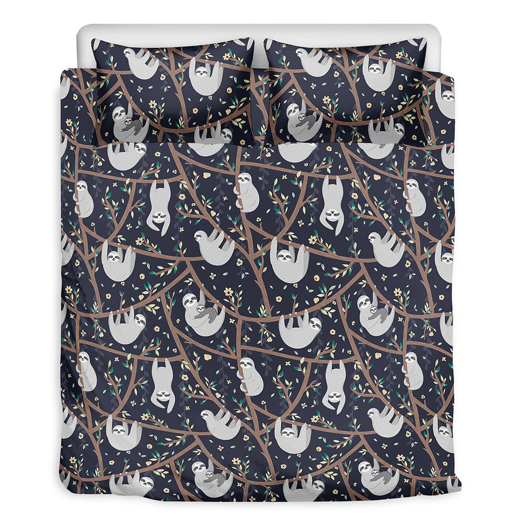 Sloth Family Pattern Print Duvet Cover Bedding Set