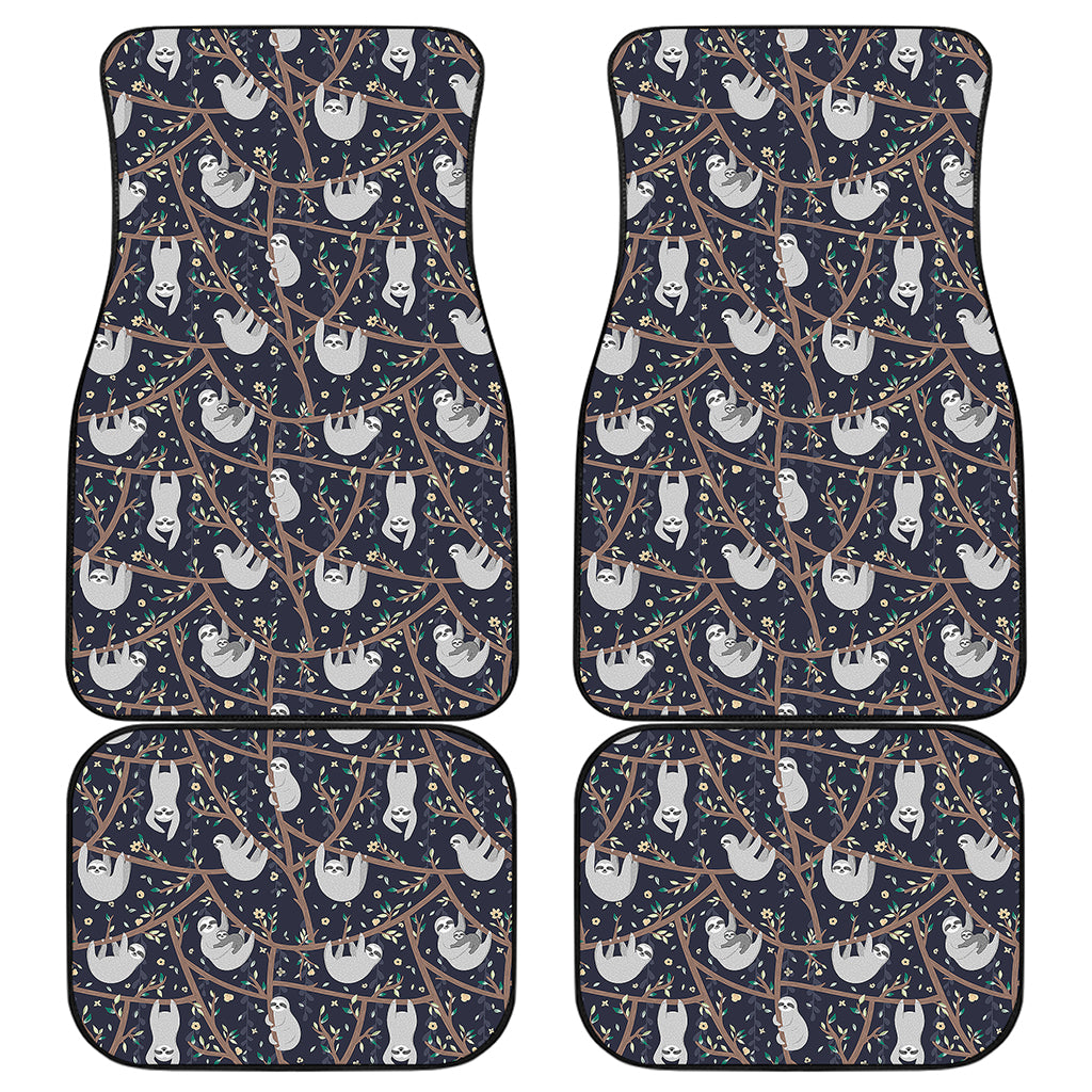 Sloth Family Pattern Print Front and Back Car Floor Mats