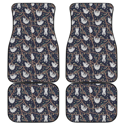 Sloth Family Pattern Print Front and Back Car Floor Mats