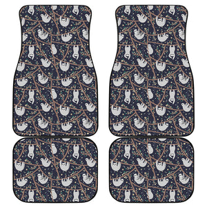 Sloth Family Pattern Print Front and Back Car Floor Mats