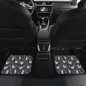 Sloth Family Pattern Print Front and Back Car Floor Mats