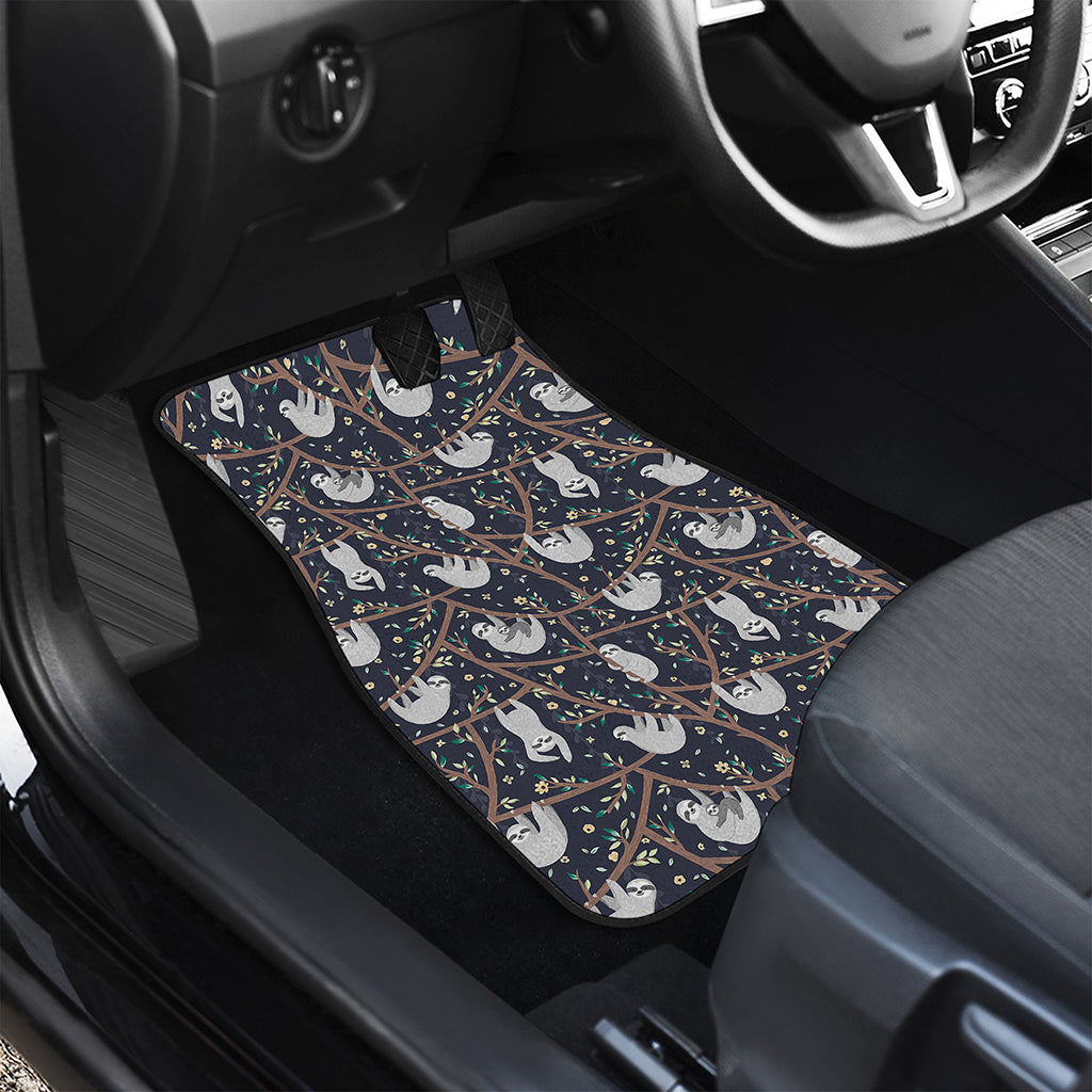 Sloth Family Pattern Print Front and Back Car Floor Mats