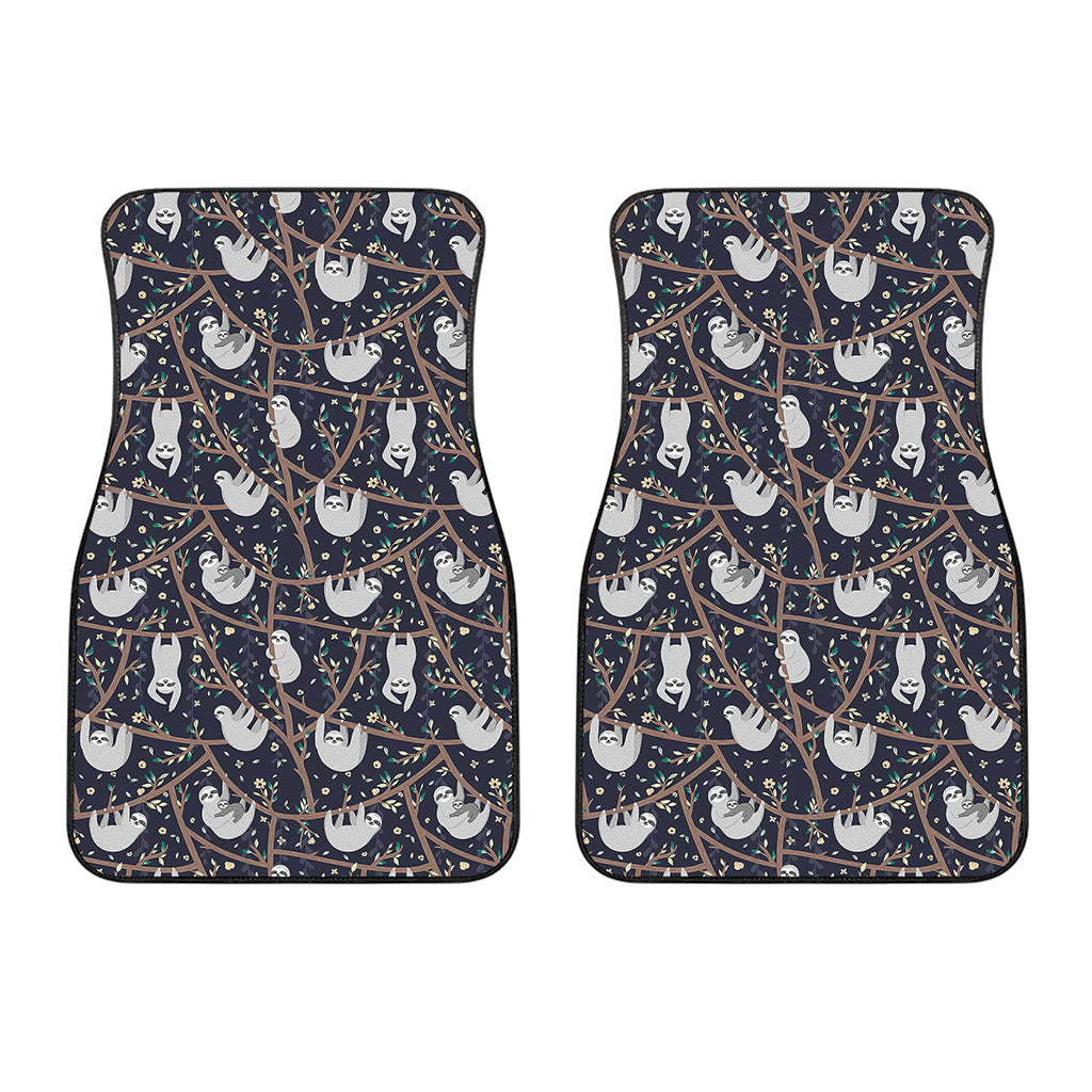 Sloth Family Pattern Print Front Car Floor Mats