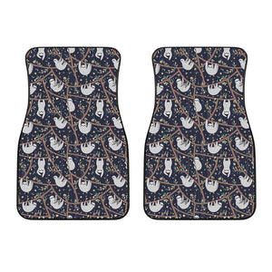 Sloth Family Pattern Print Front Car Floor Mats