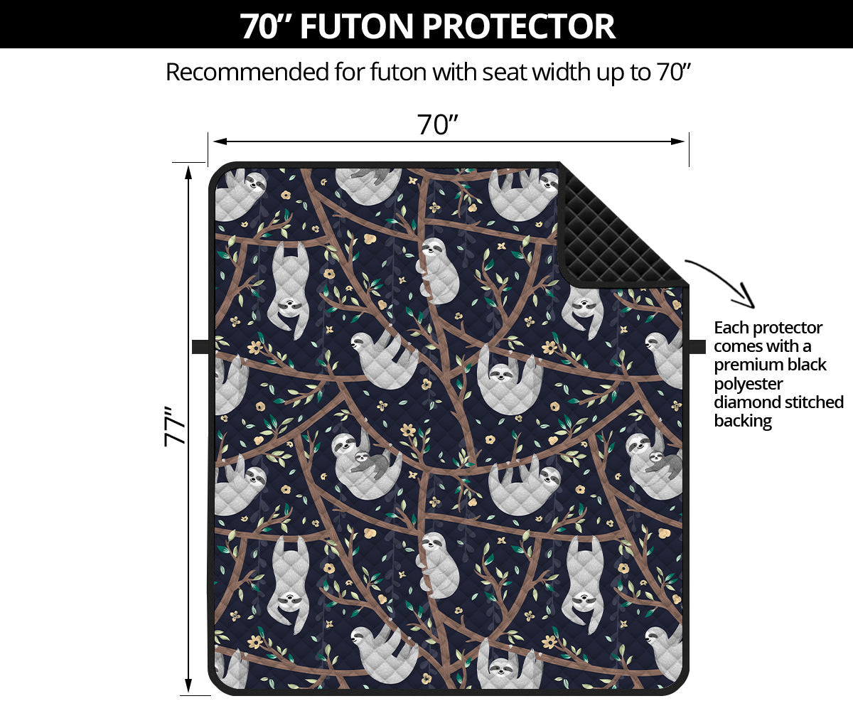 Sloth Family Pattern Print Futon Protector