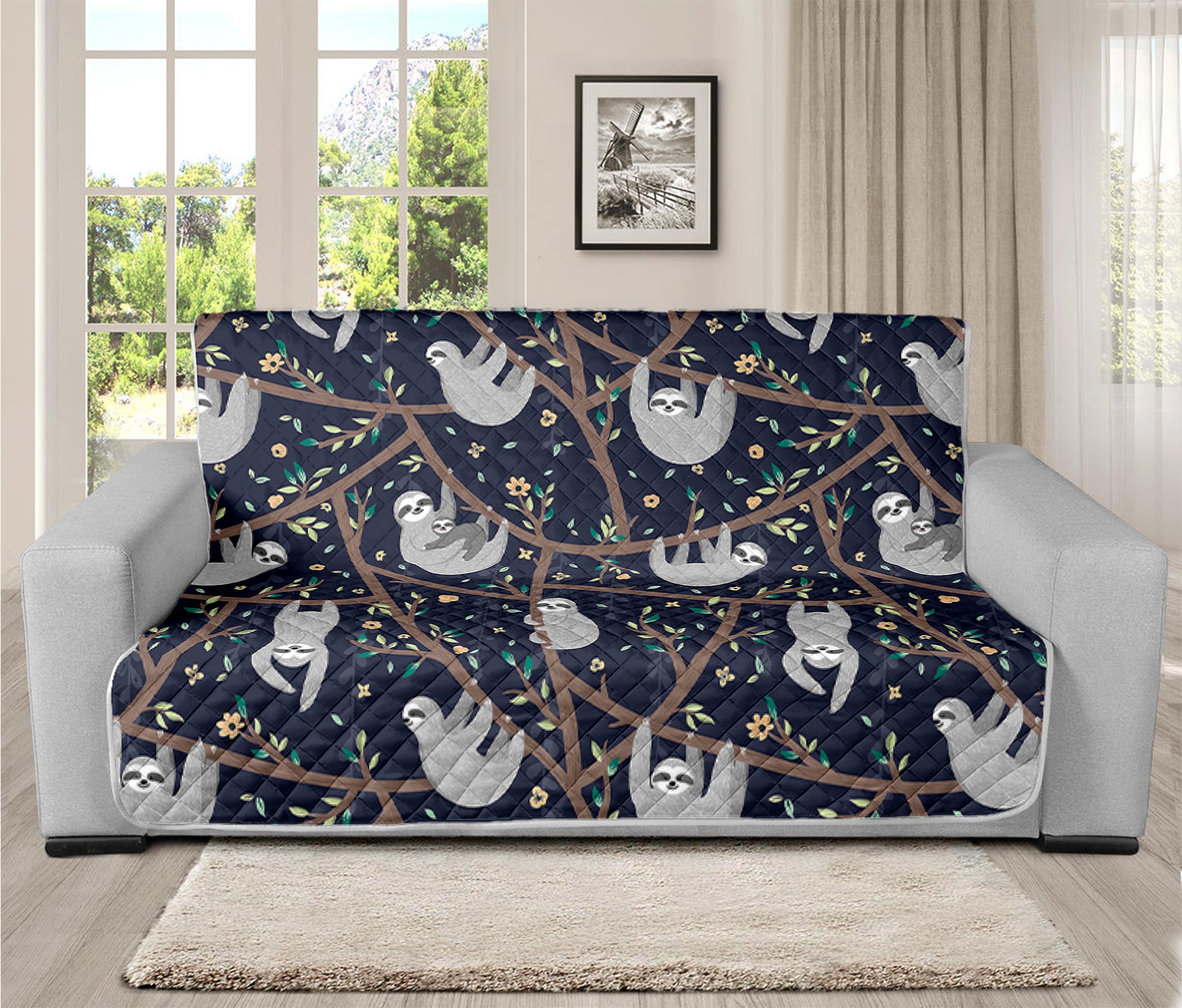 Sloth Family Pattern Print Futon Protector