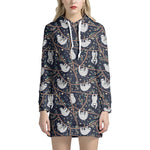 Sloth Family Pattern Print Hoodie Dress