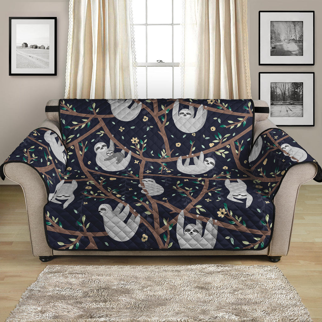 Sloth Family Pattern Print Loveseat Protector