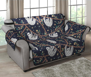 Sloth Family Pattern Print Loveseat Protector