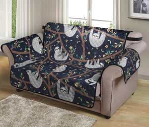 Sloth Family Pattern Print Loveseat Protector