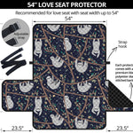 Sloth Family Pattern Print Loveseat Protector