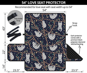 Sloth Family Pattern Print Loveseat Protector