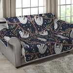 Sloth Family Pattern Print Loveseat Protector