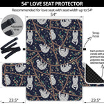 Sloth Family Pattern Print Loveseat Protector