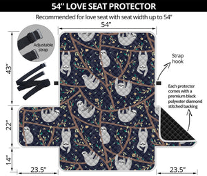 Sloth Family Pattern Print Loveseat Protector