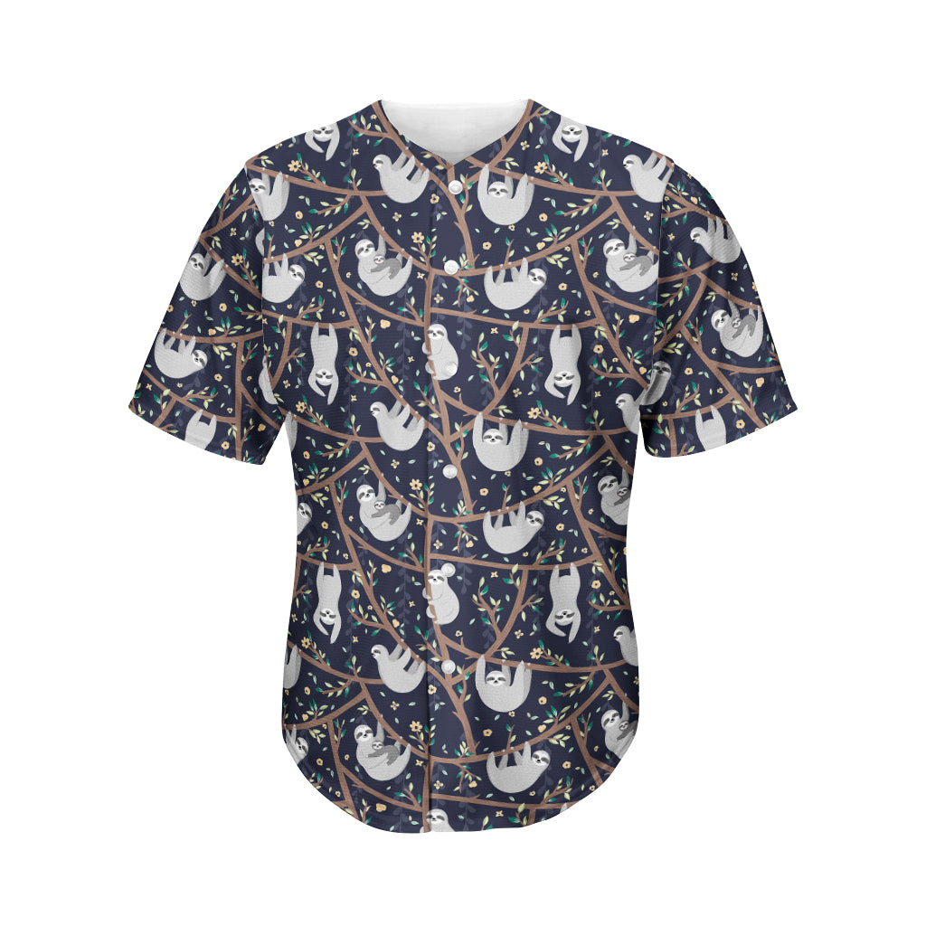 Sloth Family Pattern Print Men's Baseball Jersey