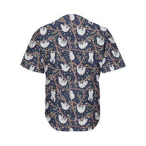 Sloth Family Pattern Print Men's Baseball Jersey