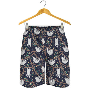 Sloth Family Pattern Print Men's Shorts