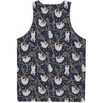 Sloth Family Pattern Print Men's Tank Top