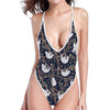 Sloth Family Pattern Print One Piece High Cut Swimsuit
