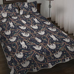 Sloth Family Pattern Print Quilt Bed Set