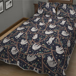 Sloth Family Pattern Print Quilt Bed Set