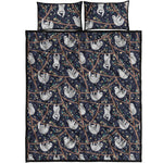 Sloth Family Pattern Print Quilt Bed Set