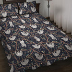 Sloth Family Pattern Print Quilt Bed Set