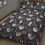 Sloth Family Pattern Print Quilt Bed Set